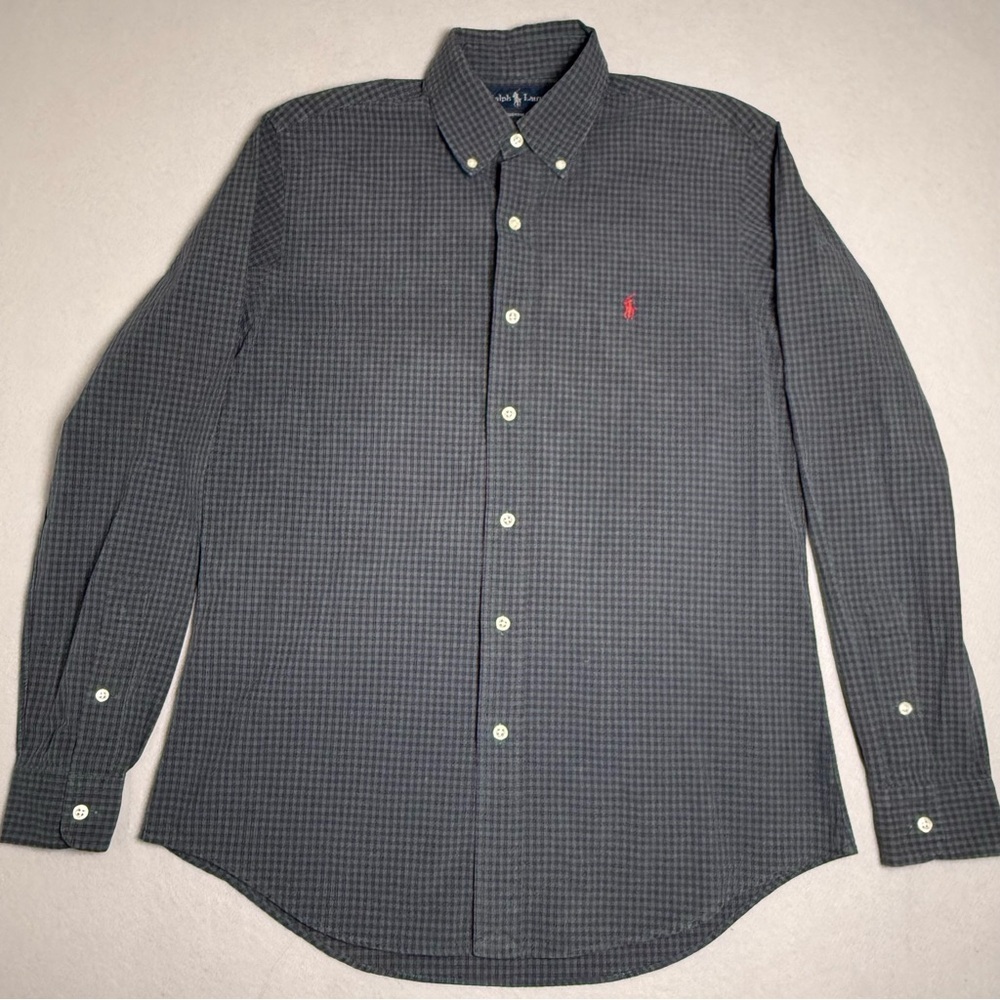 Vintage Ralph Lauren Shirt Medium Check Bradford Long Sleeve Green Red Y2K Pony